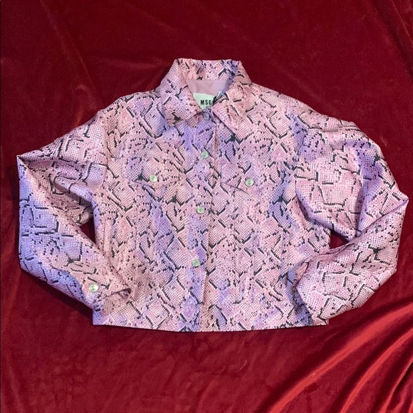 MSGM NWT Purple/Pink Snakeskin Pattern Boxy Bomber Style Jacket Size 42IT / 6US - Picture 1 of 9